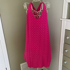 Hot pink polka dot swing dress